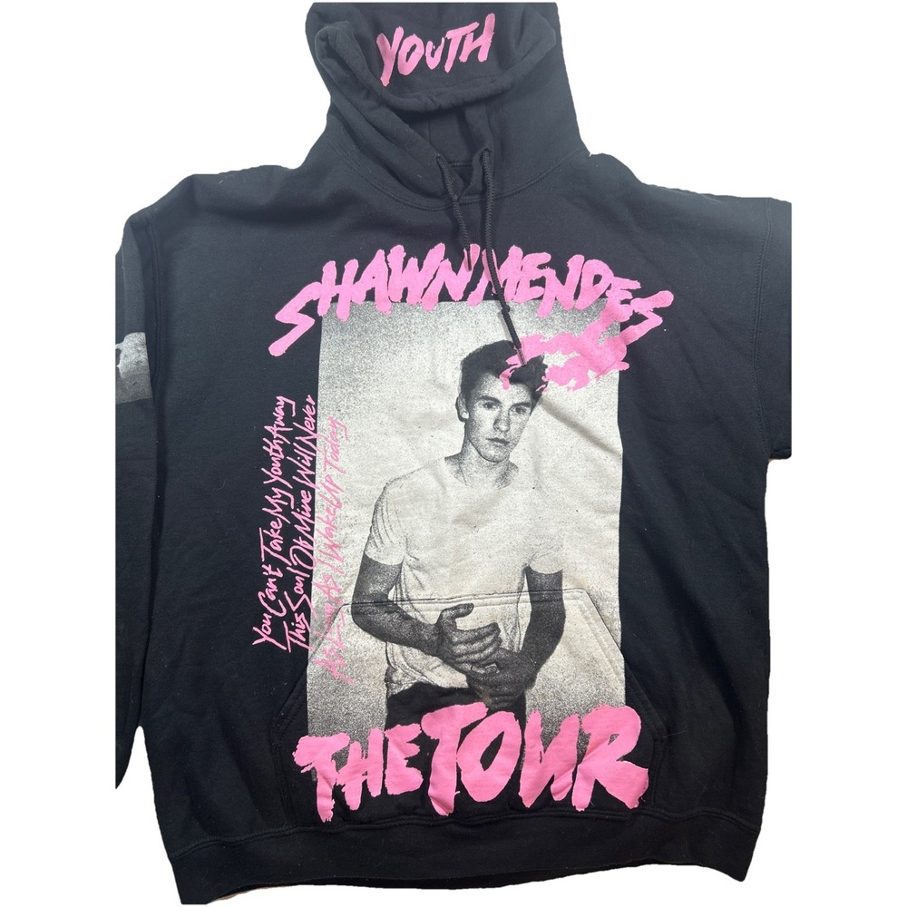 Shawn Mendes The Tour Hoodie Black Pink Graphic Sweatshirt Size Large Unisex